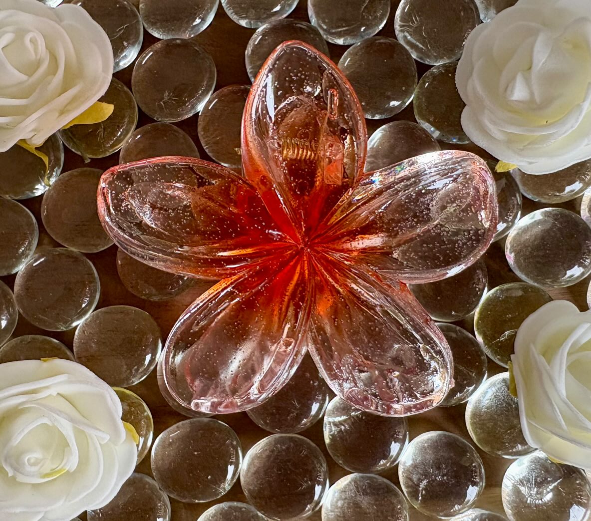 Pince à cheveux fleur pailleté