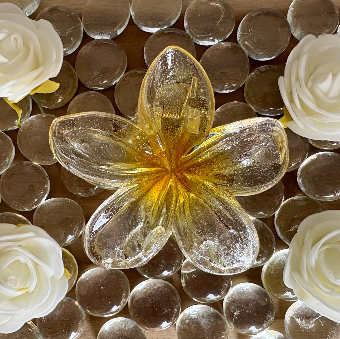 Pince à cheveux fleur pailleté