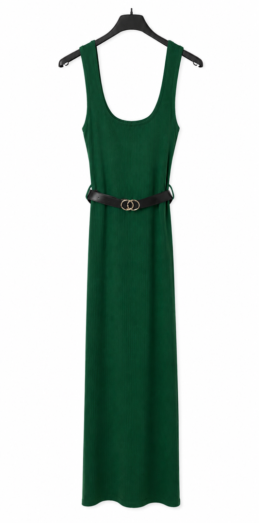 Robe avec ceinture coquille vert